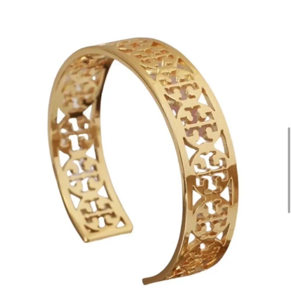 TORY BURCH KINSLEY OPEN BRACELET CUFF 18K GOLD/BRASS